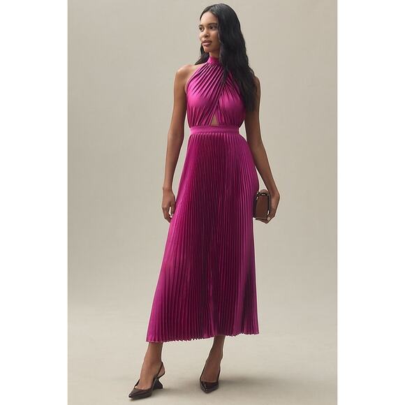 Anthropologie Dresses & Skirts - L'IDEE Renaissance Halter Side-Slit Pleated Maxi Dress Party Cocktail Formal